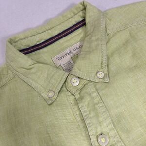 Territory Ahead Mens Large Tall LT Green Linen‎ Blend S/S Tropical Beach Shirt